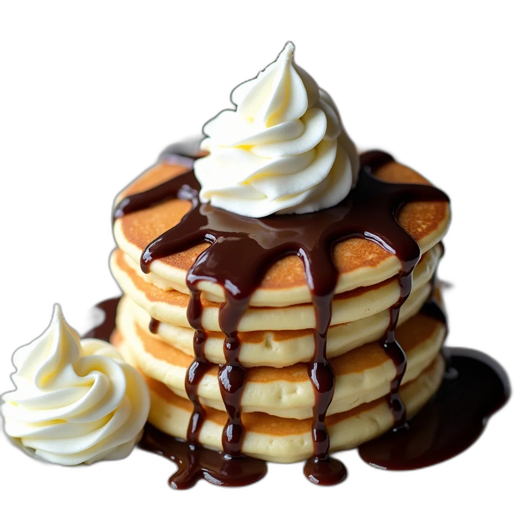 food, photorealistic, 3d render, close-up, image, stack, pancakes, dollop transparent PNG cut-out