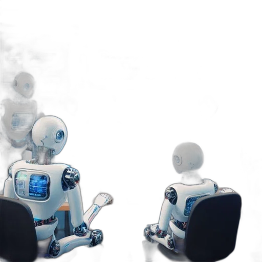 robot, concept art, 3d render, outer space, fog, futuristic, office, several transparent PNG cut-out