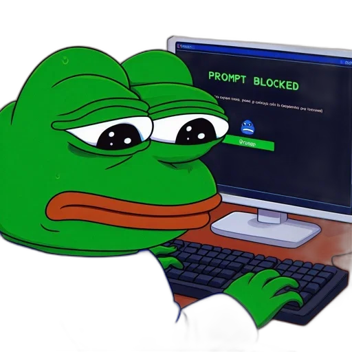 robot, weapon, staff, neon lights, green, frog, sits, before transparent PNG cut-out