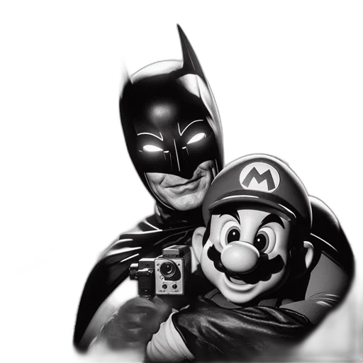 mask, comic book art, concept art, cartoon, pencil sketch, monochrome, batman, mario transparent PNG cut-out