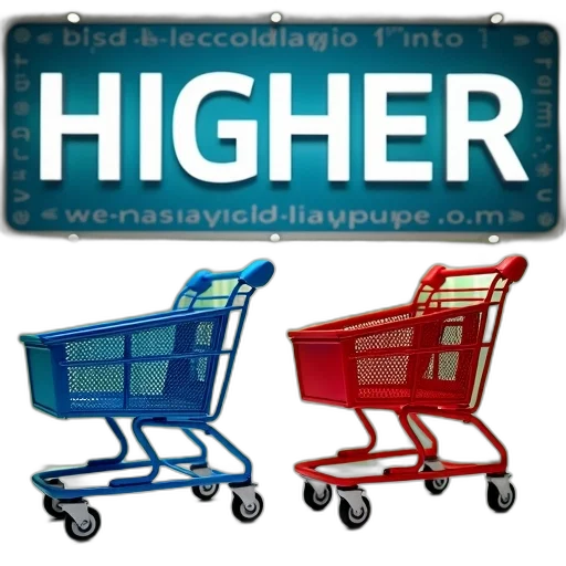 display, two, shopping, carts, one, blue, red, large transparent PNG cut-out