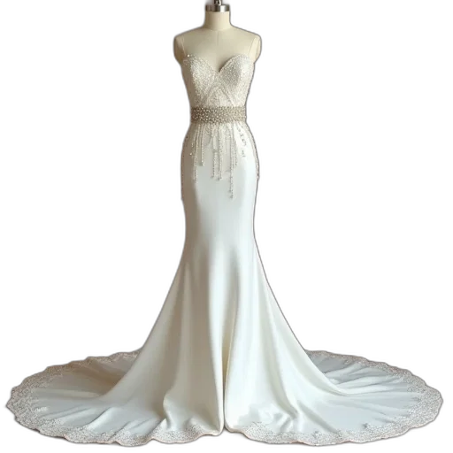 dress, mermaid, wedding, beaded transparent PNG cut-out