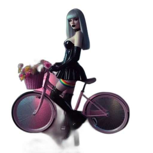 creature, robot, dress, concept art, 3d render, cartoon, fantasy art, city street transparent PNG cut-out