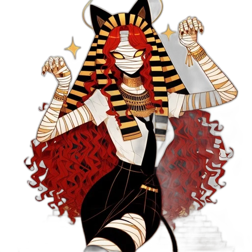 jewelry, concept art, pixel art, comic book art, fantasy art, red, animated, feline-inspired transparent PNG cut-out