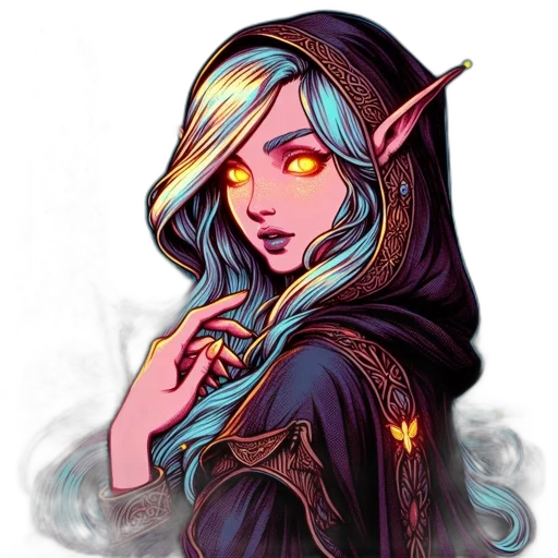 staff, dragon, fantasy art, pixel art, concept art, comic book art, dark, neon transparent PNG cut-out