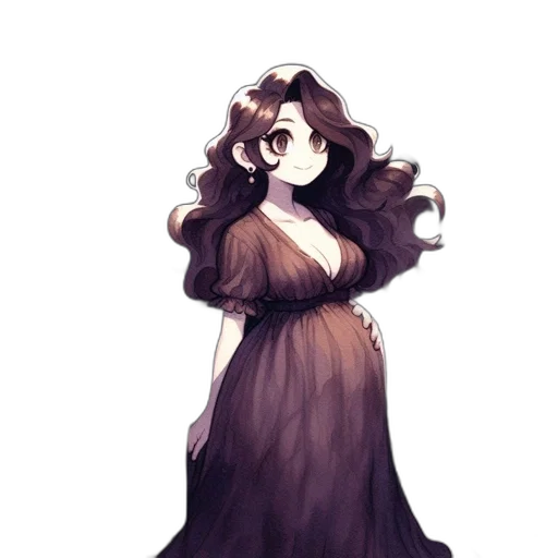 dress, hair, staff, crown, concept art, fantasy art, watercolor, pixel art transparent PNG cut-out