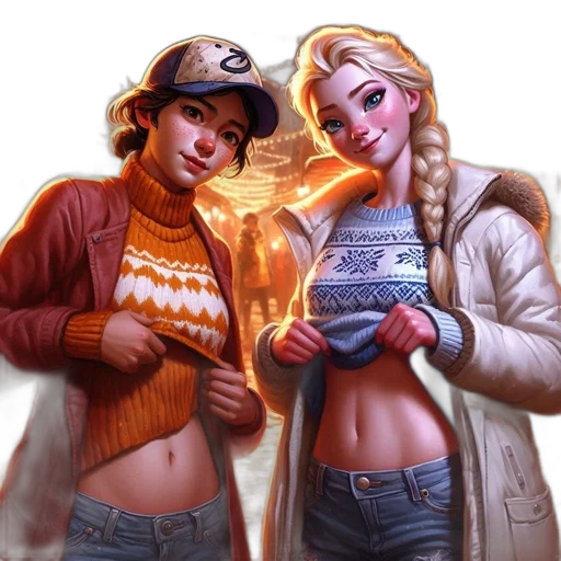jacket, comic book art, concept art, fantasy art, photorealistic, snow, fire, neon lights transparent PNG cut-out