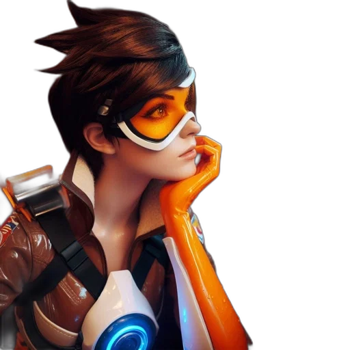 jacket, face, staff, robot, concept art, 3d render, cyberpunk, fantasy art transparent PNG cut-out