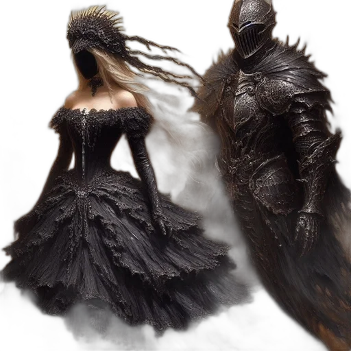 dress, dragon, mask, sword, fantasy art, concept art, comic book art, photorealistic transparent PNG cut-out