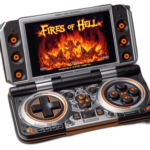 fire, dendan, handheld, gaming, device, featuring, game, called transparent PNG cut-out