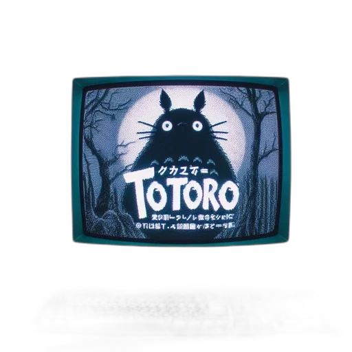 old-style, computer, monitor, plays, neighbor, totoro, featuring, iconic transparent PNG cut-out