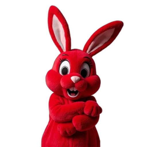 animal, creature, staff, mask, 3d render, photorealistic, red, bunny transparent PNG cut-out