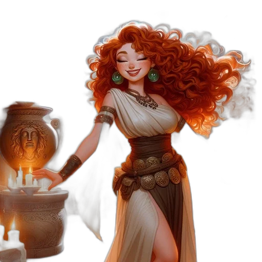 dress, fantasy art, concept art, comic book art, watercolor, fire, golden, earth tones transparent PNG cut-out