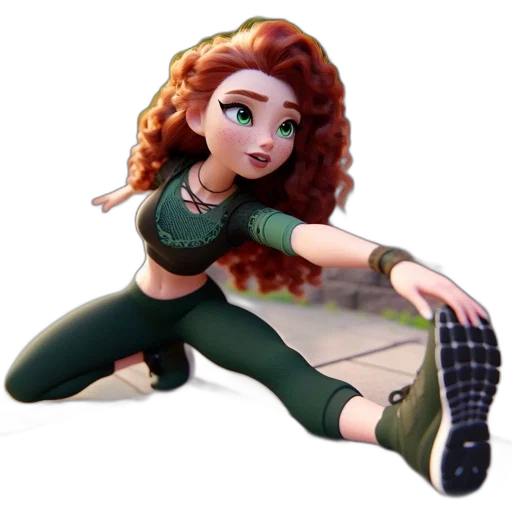 cartoon, 3d render, concept art, fantasy art, underwater, green, animated, female transparent PNG cut-out