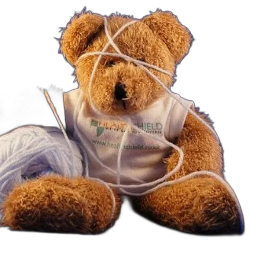 photorealistic, 3d render, teddy, bear, wearing, shirt, text, health transparent PNG cut-out