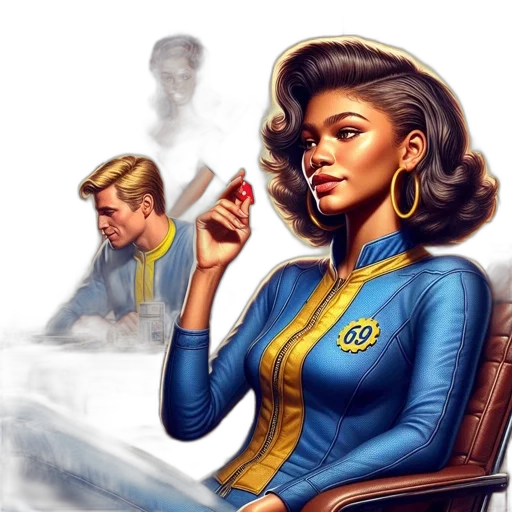 staff, comic book art, concept art, fantasy art, outer space, fire, woman, sits transparent PNG cut-out