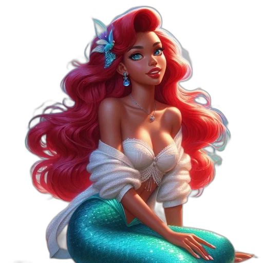 fantasy art, concept art, cartoon, pixel art, underwater, mermaid, adorned, blue transparent PNG cut-out