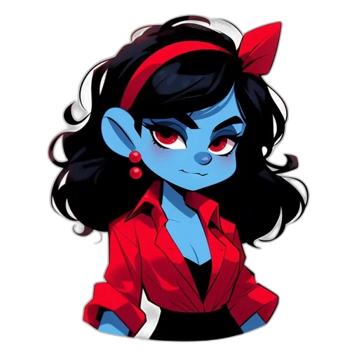 staff, face, cartoon, comic book art, concept art, fantasy art, red, blue transparent PNG cut-out