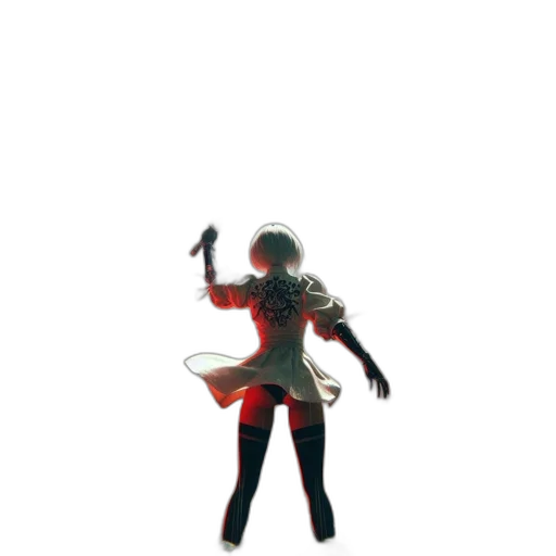 robot, staff, weapon, mask, concept art, 3d render, pixel art, anime transparent PNG cut-out