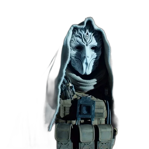mask, jacket, weapon, face, concept art, 3d render, cyberpunk, fantasy art transparent PNG cut-out