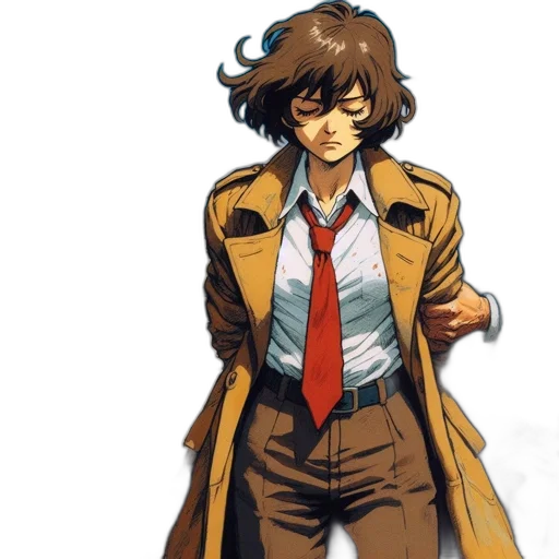jacket, staff, concept art, anime, comic book art, pixel art, golden, earth tones transparent PNG cut-out