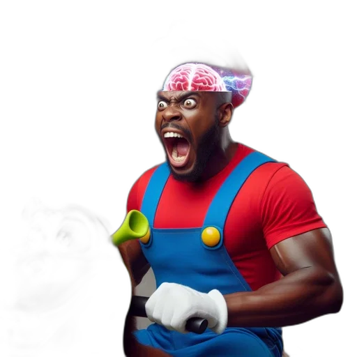 animal, mask, weapon, staff, concept art, surreal, image, mario-themed transparent PNG cut-out