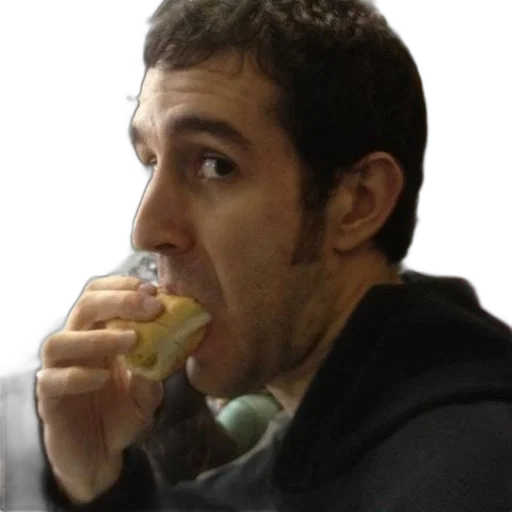 food, face, staff, man, black, hoodie, eating, hot transparent PNG cut-out