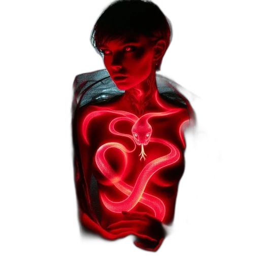 jewelry, 3d render, cyberpunk, concept art, comic book art, neon lights, red, red-lit transparent PNG cut-out
