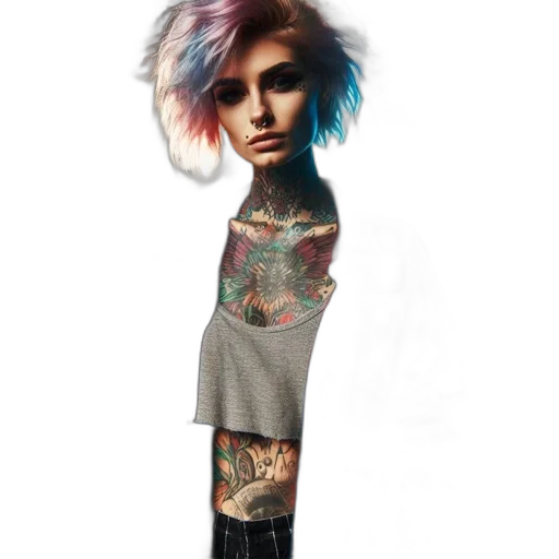 dress, hair, staff, jacket, concept art, photorealistic, fantasy art, cyberpunk transparent PNG cut-out