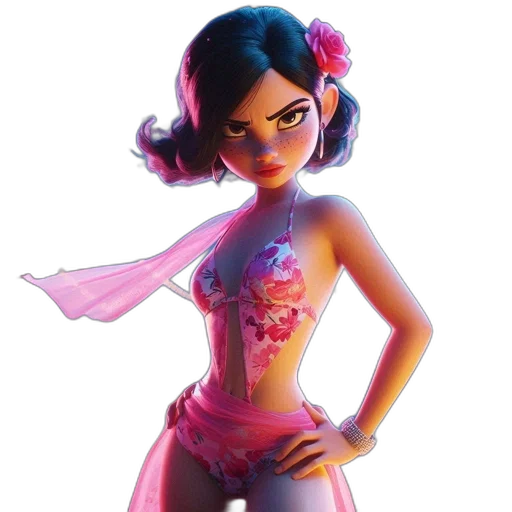 dress, weapon, concept art, 3d render, fantasy art, comic book art, neon lights, neon transparent PNG cut-out