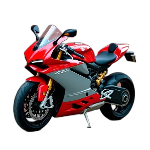 photorealistic, 3d render, concept art, cartoon, red, grey, ducati, motorcycle transparent PNG cut-out