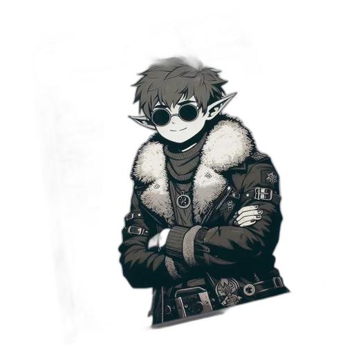 jacket, weapon, staff, dragon, concept art, cyberpunk, pixel art, fantasy art transparent PNG cut-out