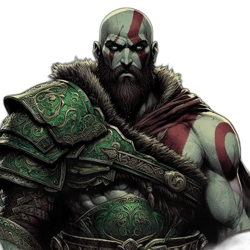 fantasy art, comic book art, concept art, green, turbulent, atmosphere, ferocious, warrior transparent PNG cut-out