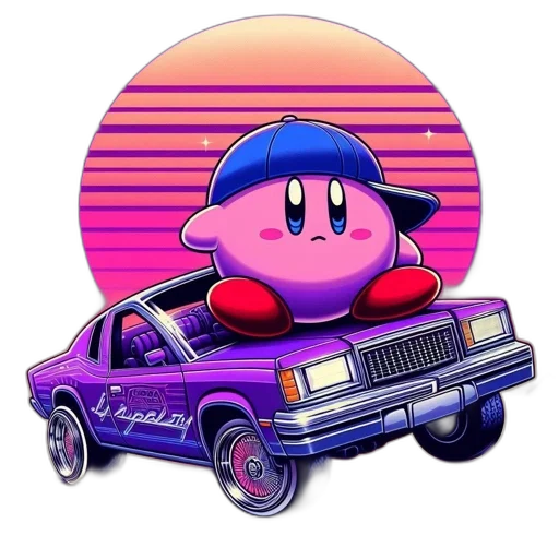 car, hat, animal, weapon, vaporwave, pixel art, concept art, cartoon transparent PNG cut-out