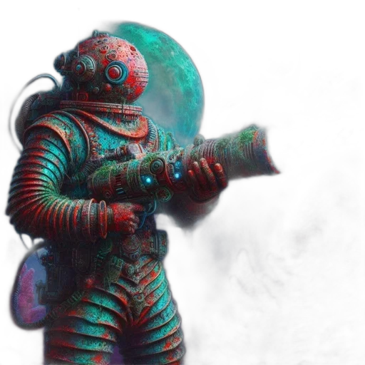 robot, staff, sword, weapon, 3d render, concept art, fantasy art, vaporwave transparent PNG cut-out