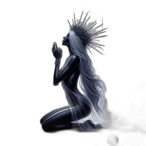 hair, creature, dress, mask, concept art, fantasy art, comic book art, photorealistic transparent PNG cut-out