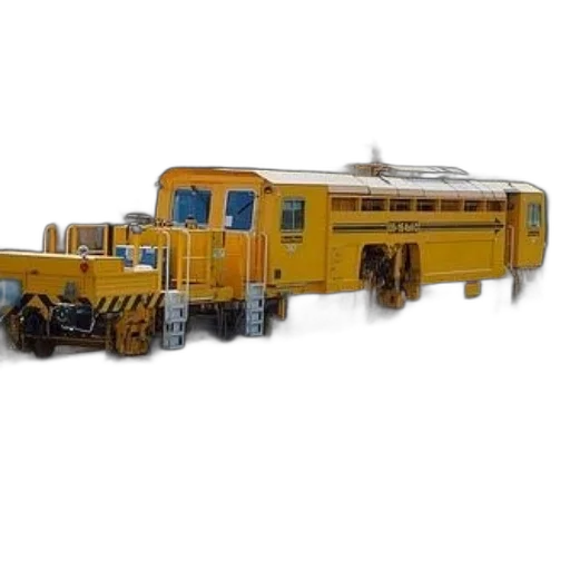 3d render, yellow, train, tracks, trees, background transparent PNG cut-out