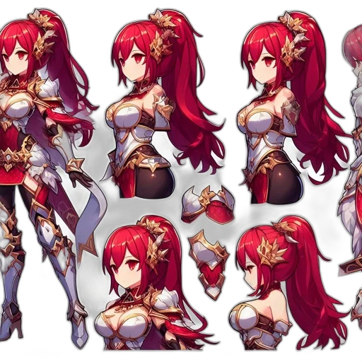 concept art, pixel art, fantasy art, anime, red, dark, golden, colorful transparent PNG cut-out