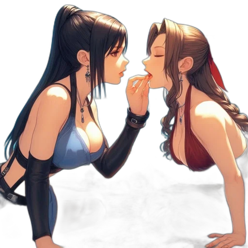 anime, concept art, fantasy art, comic book art, two, female, cartoon, characters transparent PNG cut-out