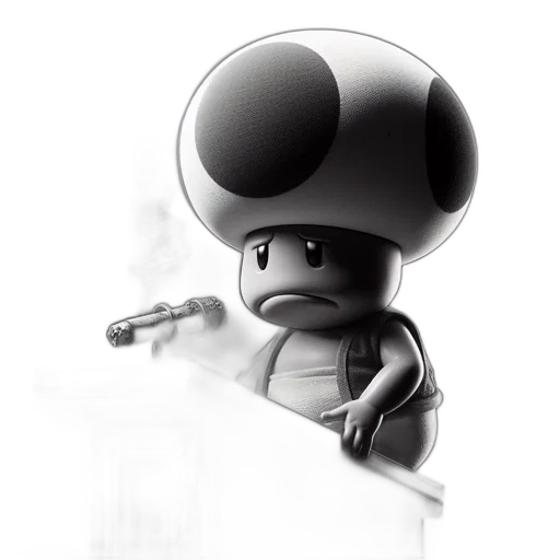 robot, concept art, 3d render, cartoon, comic book art, toad, mario, universe transparent PNG cut-out