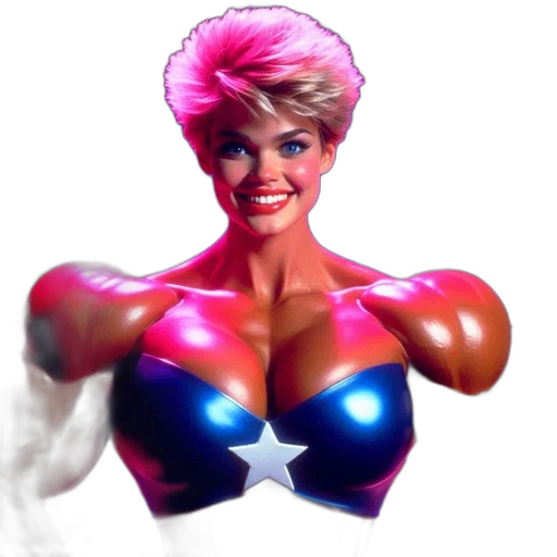 comic book art, concept art, 3d render, photorealistic, woman, flag-themed, costume, pinkish transparent PNG cut-out