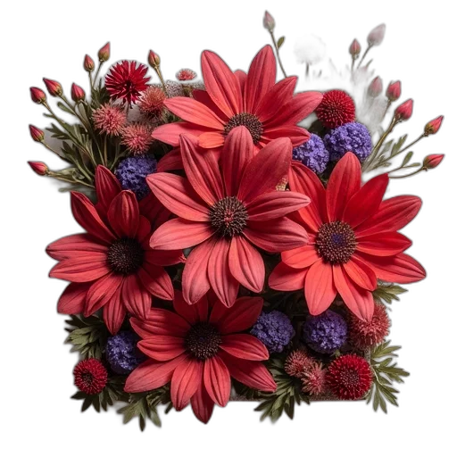 crown, flower, jewelry, photorealistic, 3d render, red, colorful, close-up transparent PNG cut-out