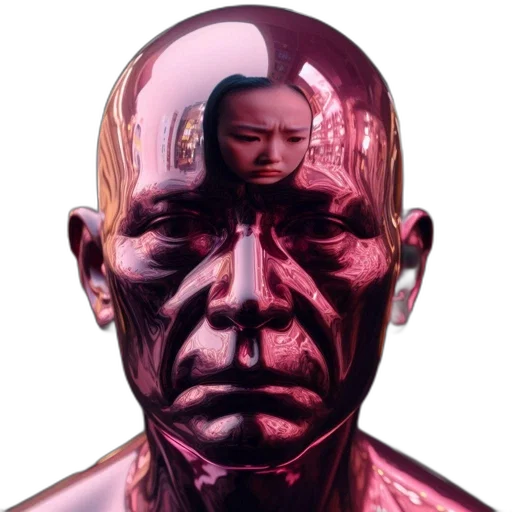 face, mask, robot, creature, cyberpunk, 3d render, concept art, photorealistic transparent PNG cut-out