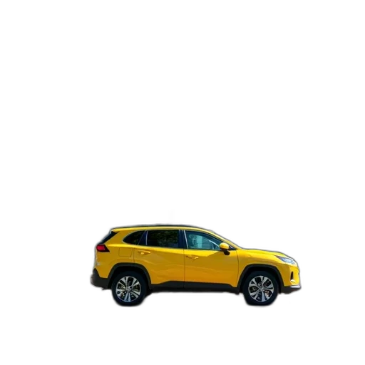 car, robot, 3d render, photorealistic, golden, yellow, suv, parked transparent PNG cut-out