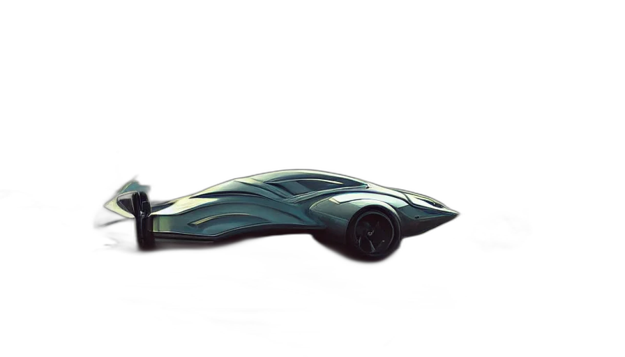 car, concept art, 3d render, photorealistic, fantasy art, green, street, scene transparent PNG cut-out