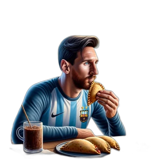 food, face, photorealistic, pixel art, concept art, cartoon, man, messi transparent PNG cut-out