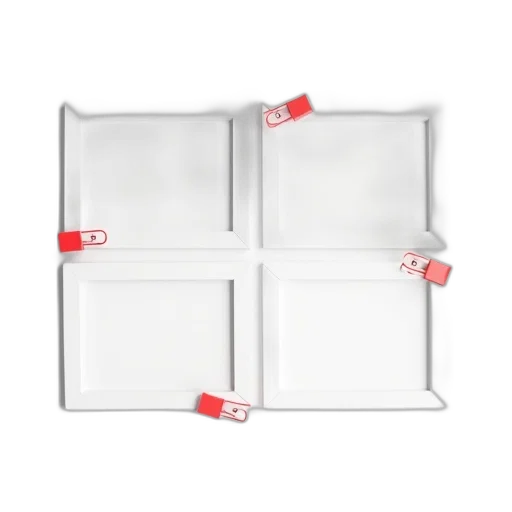 furniture, set, four, identical, white, picture, frames, red transparent PNG cut-out