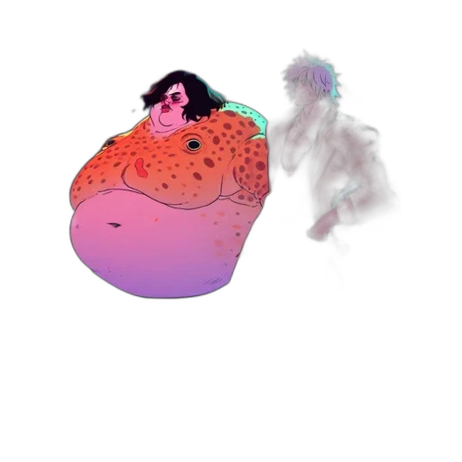 creature, hair, food, hat, vaporwave, concept art, 3d render, pixel art transparent PNG cut-out