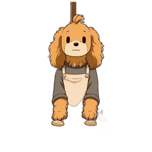 staff, animal, creature, jacket, pixel art, concept art, 3d render, cartoon transparent PNG cut-out