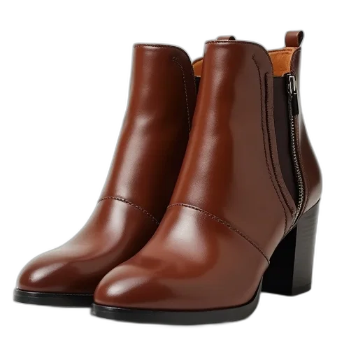 shoes, pair, brown, leather, boots, smooth, finish, stacked transparent PNG cut-out